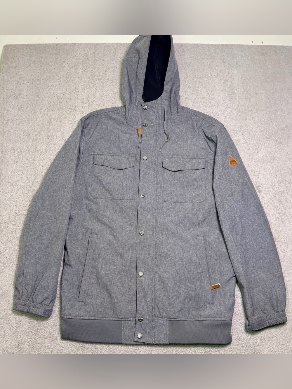 Empyre 10.000mm Waterproof Hooded Snowboard Jacket Mens XL Grey Ski Soft Shell